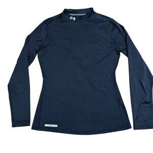 UNDER ARMOUR COLDGEAR MOCK NECK FITTED WOMENS L BLACK ATHLETIC COMPRESSION